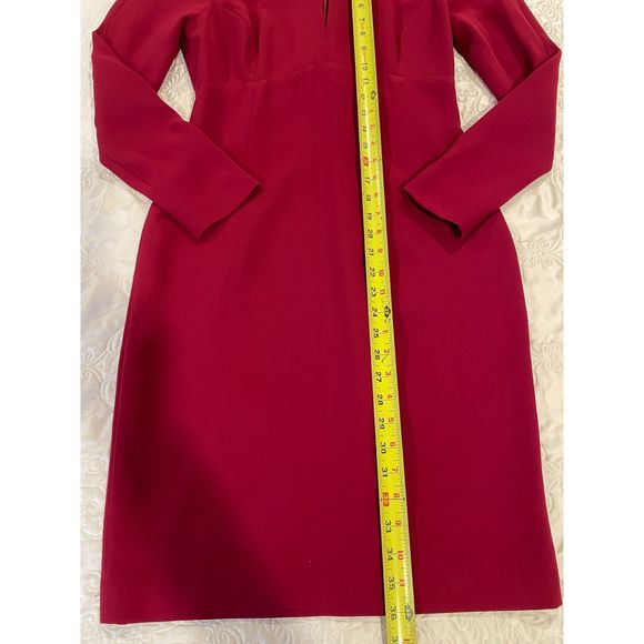 TARAHI NWOT Deep Red Long Sleeve Fitted Pencil Dress, Size 6 - Picture 12 of 16